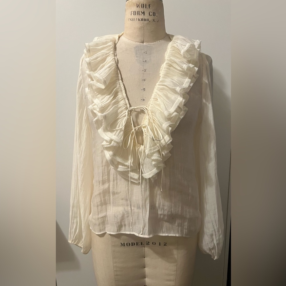 Zara Cream Ruffled Blouse